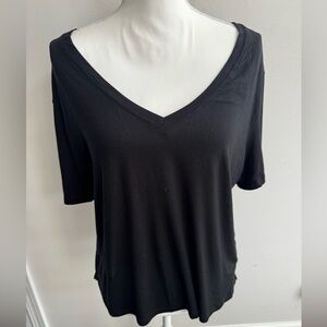 Auden Black V-Neck Short Sleeve Black Tee